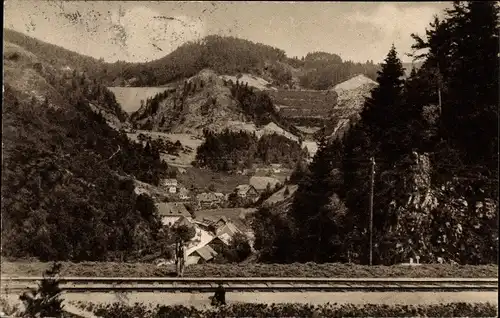 Ak Triberg im Schwarzwald, Die Schwarzwaldbahn, 3 fache Linie