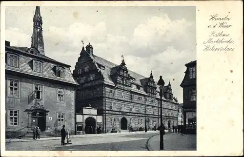 Ak Hameln in Niedersachsen, Rathaus, Marktkirche, Hochzeitshaus