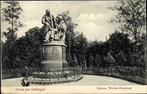 Ak Göttingen in Niedersachsen, Gauss- und Weber-Denkmal