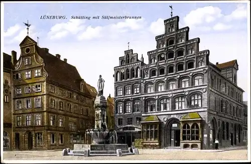 Ak Lüneburg in Niedersachsen, Schütting, Sülfmeisterbrunnen