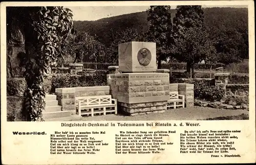 Lied Ak Todenmann bei Rinteln Weserbergland, Dingelstedt-Denkmal, Weserlied