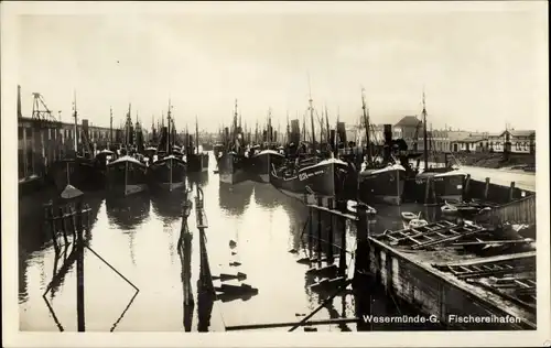 Ak Wesermünde Bremerhaven, Fischereihafen
