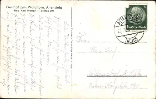 Ak Altensteig im Schwarzwald Württemberg, Gasthof zum Waldhorn