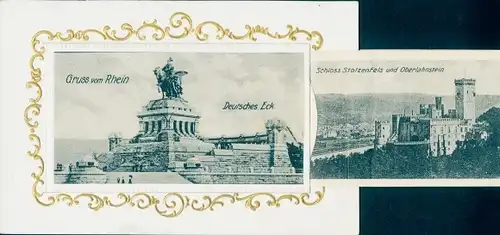 Leporello Ak Stolzenfels Koblenz am Rhein, Deutsches Eck, Schloss, Oberlahnstein