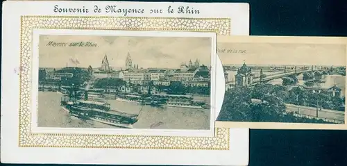 Leporello Ak Mainz am Rhein, Brücke, Stadtpanorama