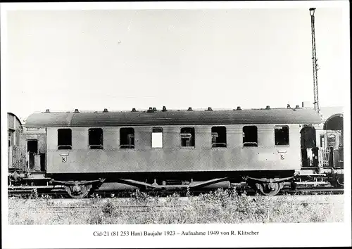 Ak Wagen-Portrait, DR-Einheitswagen, Deutsche Eisenbahn Cid-21, Baujahr 1923