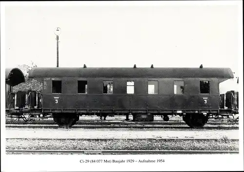 Ak Wagen-Portrait, DR-Einheitswagen, Deutsche Eisenbahn Ci-29, Baujahr 1929