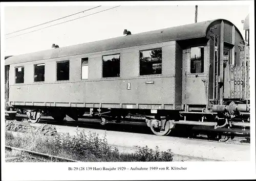 Ak Wagen-Portrait, DR-Einheitswagen, Deutsche Eisenbahn Bi-29, Baujahr 1929