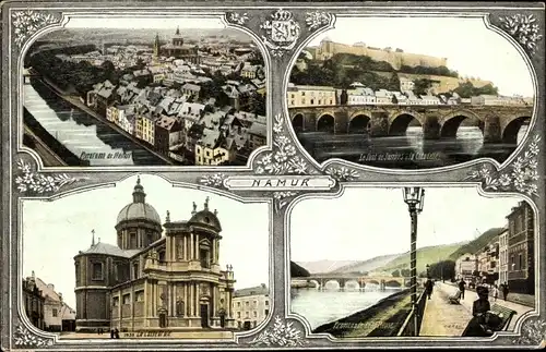 Passepartout Ak Namur Wallonien, Die Kathedrale, Pont de Jambes, Zitadelle, Promenade