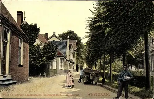 Ak Westzaan Zaanstad Nordholland Niederlande, Kerkbuurt, Hundekarre