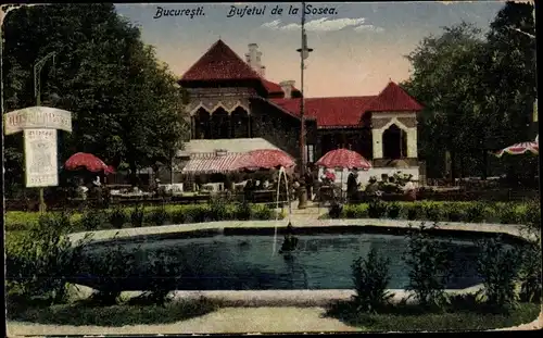 Ak Bukarest Rumänien, Bufetul de la Sosea, Brunnen