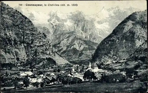 Ak Courmayeur Valle D'Aosta Italien, Gesamtansicht