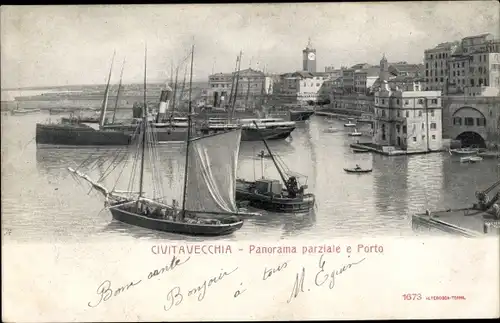 Ak Civitavecchia Lazio, Panorama parziale e Porto