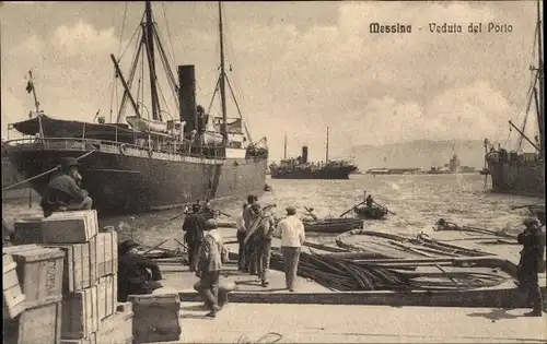 Ak Messina Sizilien, Hafen, Schiff