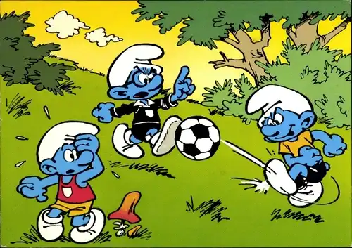 Ak Die Schlümpfe spielen Fußball
