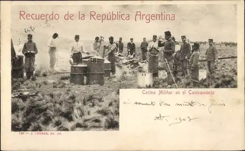 Ak Argentinien, Soldaten beim Kochen