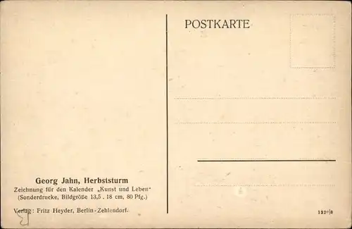 Künstler Ak Jahn, Georg, Herbststurm, Kalender Kunst und Leben