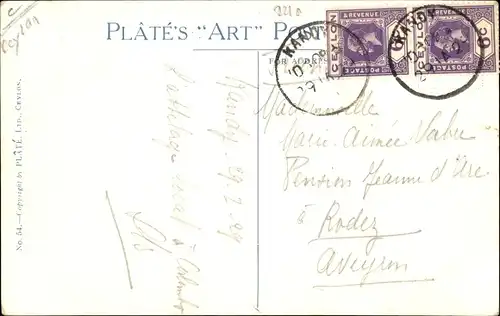 Ak Ceylon Sri Lanka, Ein doppelter Ochsenkarren