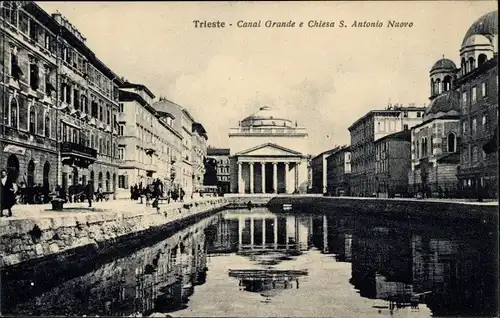 Ak Triest Trieste Friuli Venezia Giulia, Canal Grande e Chiesa S. Antonio Nuovo