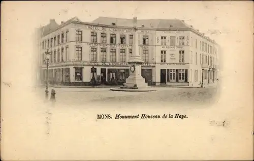 Ak Mons Wallonia Hennegau, Houzeau-Denkmal in Den Haag