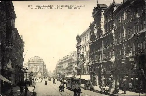 Ak Brüssel Brüssel, Boulevard Anspach, Place de Brouckère