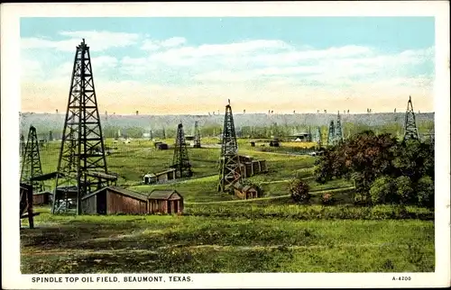 Ak Beaumont Texas USA, Spindeloberölfeld
