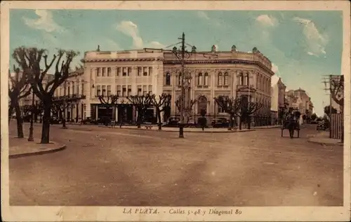 Ak La Plata Argentinien, Diagonal 80, Blick auf die Kreuzung