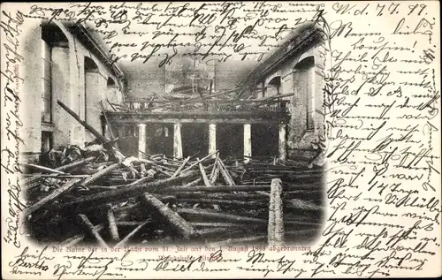 Ak Hamburg Wandsbek, Ruine der Wandsbeker Kirche, Brand vom 31. Juli 1898