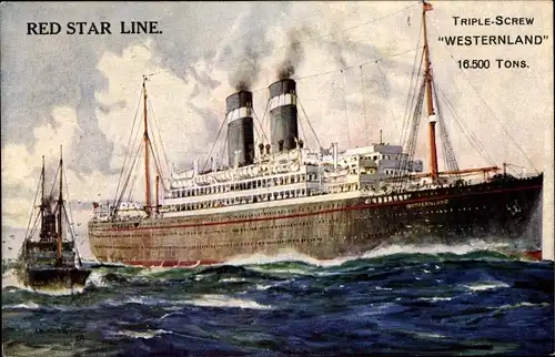 Künstler Ak Dampfschiff Westernland, Red Star Line