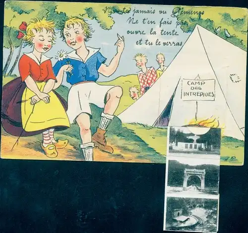 Leporello Ak Gémenos Bouches du Rhône, Tor, Springbrunnen, Wasserfall