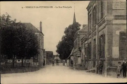 Ak Romilly la Puthenaye, La Rue Principale