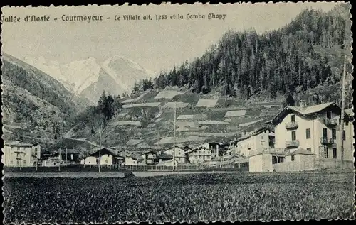 Ak Courmayeur Valle D'Aosta Italien, Teilansicht, Comba Chapy