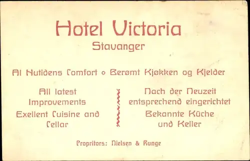 Ak Stavanger Norwegen, Hotel Victoria