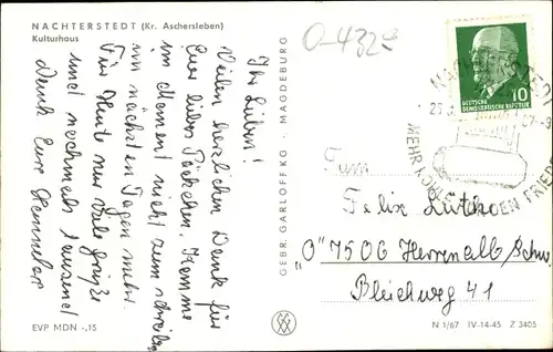 Ak Nachterstedt Seeland Sachsen Anhalt, Kulturhaus
