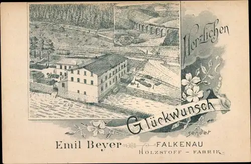 Ak Falkenau Flöha in Sachsen, Holzstofffabrik Emil Beyer
