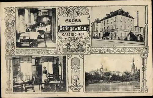 Ak Geringswalde Sachsen, Gesamtansicht, Café Eichler