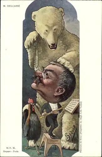 Künstler Ak Sirat, Französischer Politiker Théophile Delcassé, Karikatur, Eisbär, Dreyfus Affäre