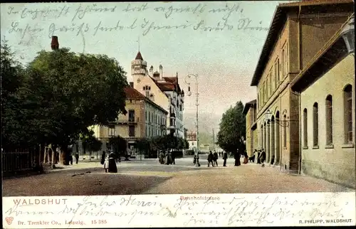 Ak Waldshut Tiengen am Hochrhein, Bahnhofstraße