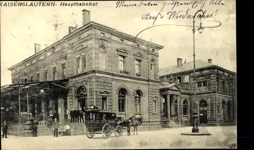 Ak Kaiserslautern in der Pfalz, Hauptbahnhof, Kutsche