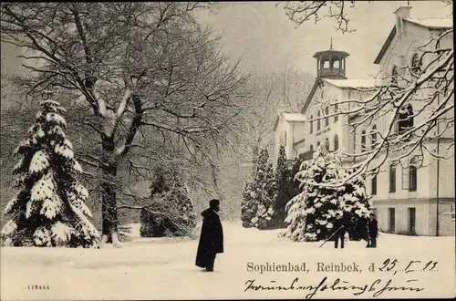 Ak Reinbek in Schleswig Holstein, Partie am Sophienbad, Winteransicht