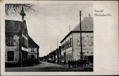 Ak Oberhoffen Oberhofen Elsass Bas Rhin, Straßenpartie, Rathaus