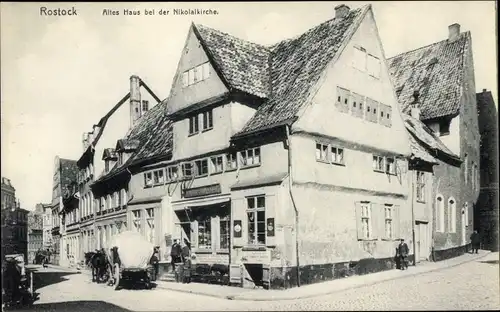 Ak Hansestadt Rostock, Altes Haus, Nikolaikirche