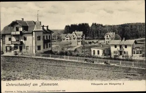 Ak Unterschondorf Schondorf am Ammersee Oberbayern, Villenpartie am Weingarten I