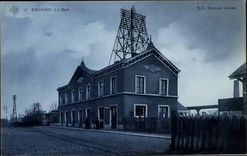 Ak Enghien Wallonien Hennegau, Bahnhof