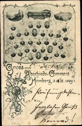 Studentika Ak Homberg an der Efze Hessen, Abschieds-Commers 1899
