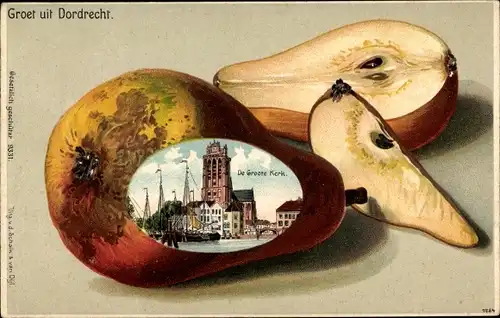 Lithographie Dordrecht Südholland Niederlande, Groote Kerk