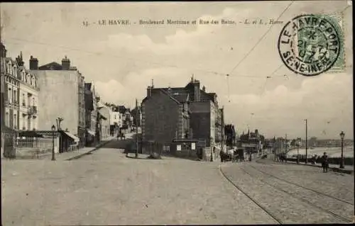 Ak Le Havre Seine Maritime, Boulevard Maritime, Rue des Bains