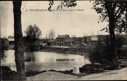 Ak Vic Vicq sur Aisne, La Gare vor dem Krieg