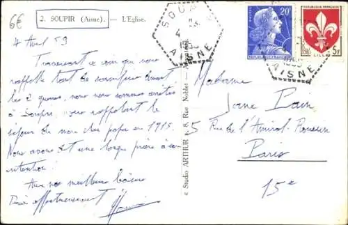 Ak Soupir Aisne, Die Kirche