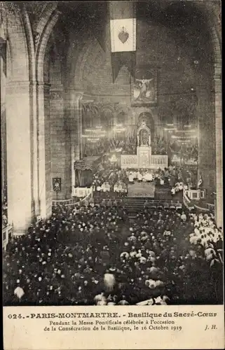 Ak Paris XVIII Montmartre, Kirche Sacre-Coeur, Pontifikalamt, Einweihung 16. Oktober 1919